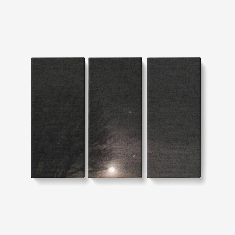 supermoon with stars 3 Piece Canvas Wall Art for Living Room - Framed Ready to Hang 3x8"x18"