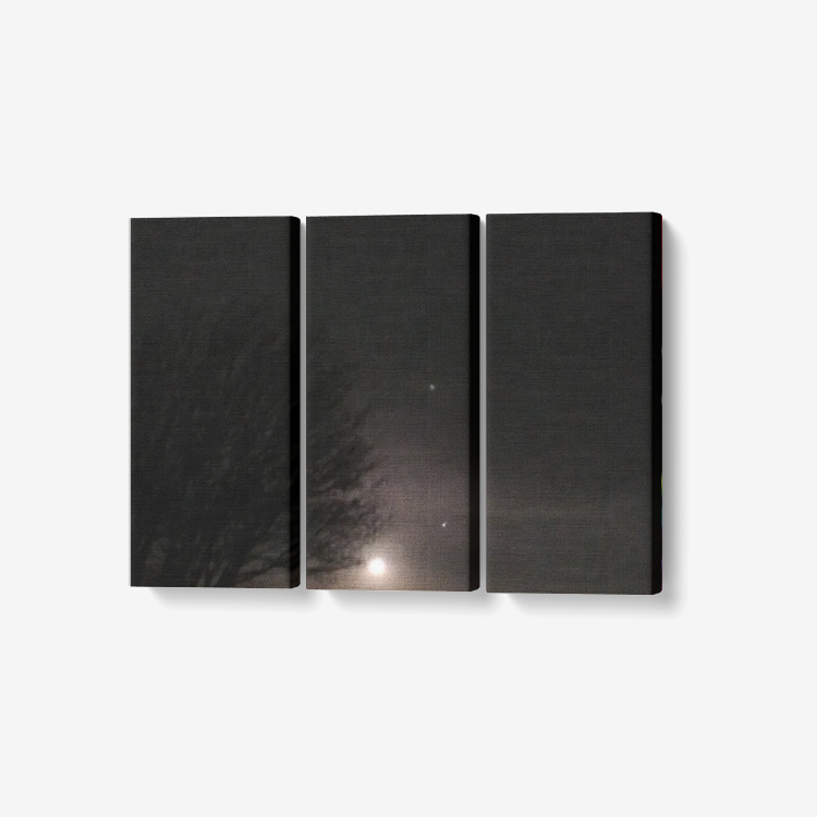 supermoon with stars 3 Piece Canvas Wall Art for Living Room - Framed Ready to Hang 3x8"x18"