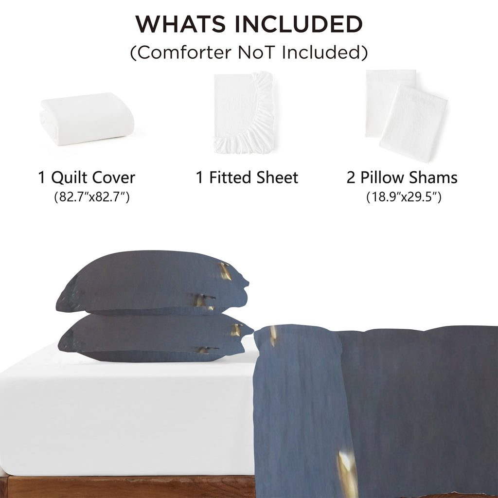 swan and birds in cornwall 4-Piece Bedding Set with Blank Fitted Sheet 82.7x82.7inch