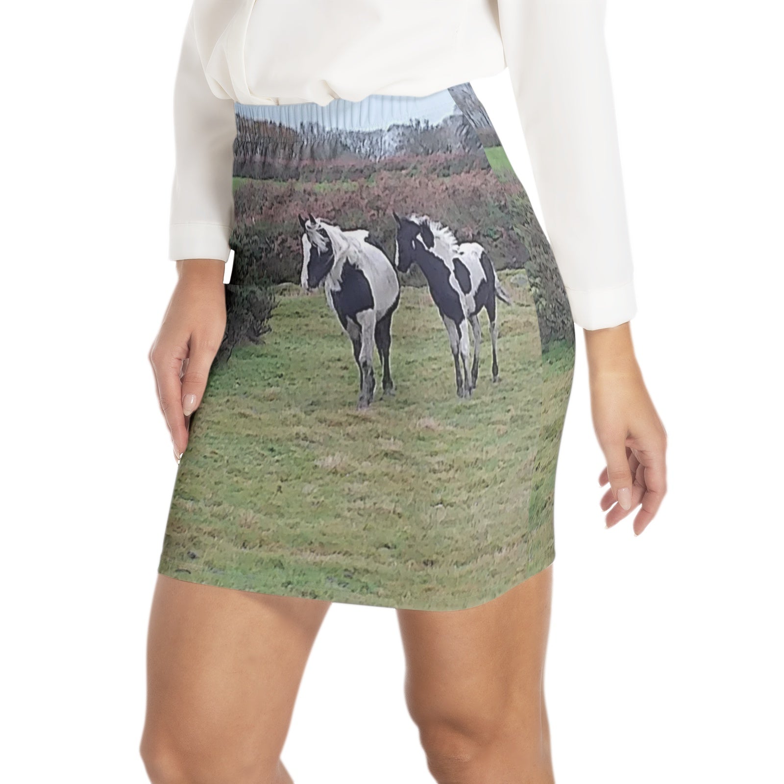 horse Elastic Waist Bodycon Skirt