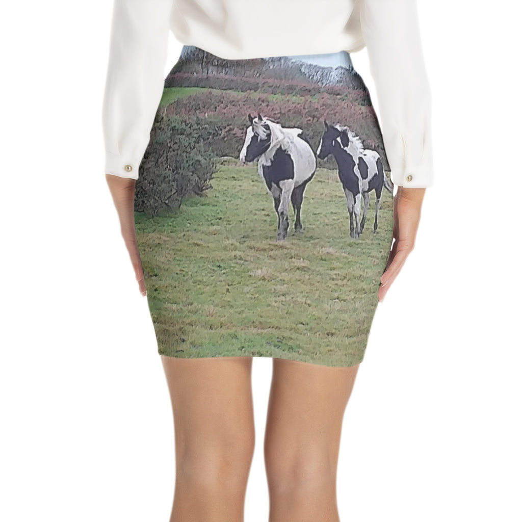 horse Elastic Waist Bodycon Skirt