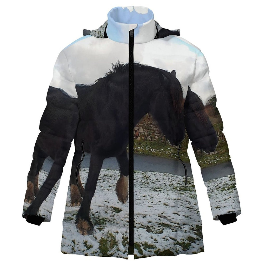 horse Women's Hooded Puffer Coat