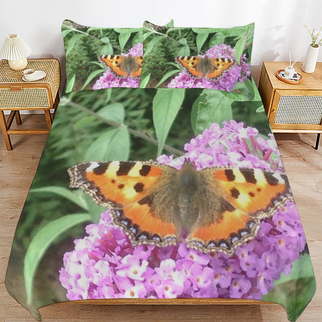 butterfly 3-Piece Bedding Set 102"×90" (1 Quilt Cover + 2 Pillowcases)