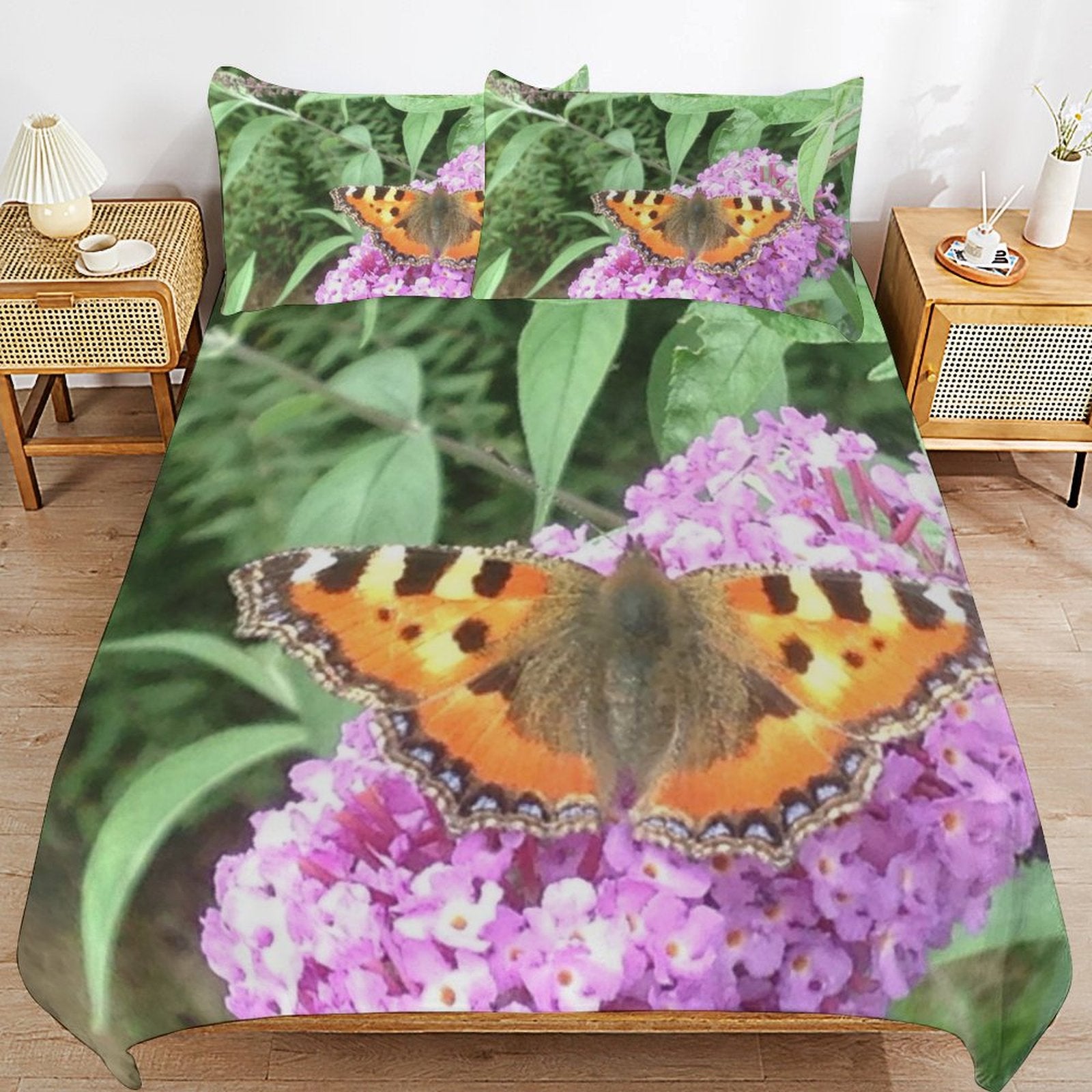 butterfly 3-Piece Bedding Set 102"×90" (1 Quilt Cover + 2 Pillowcases)
