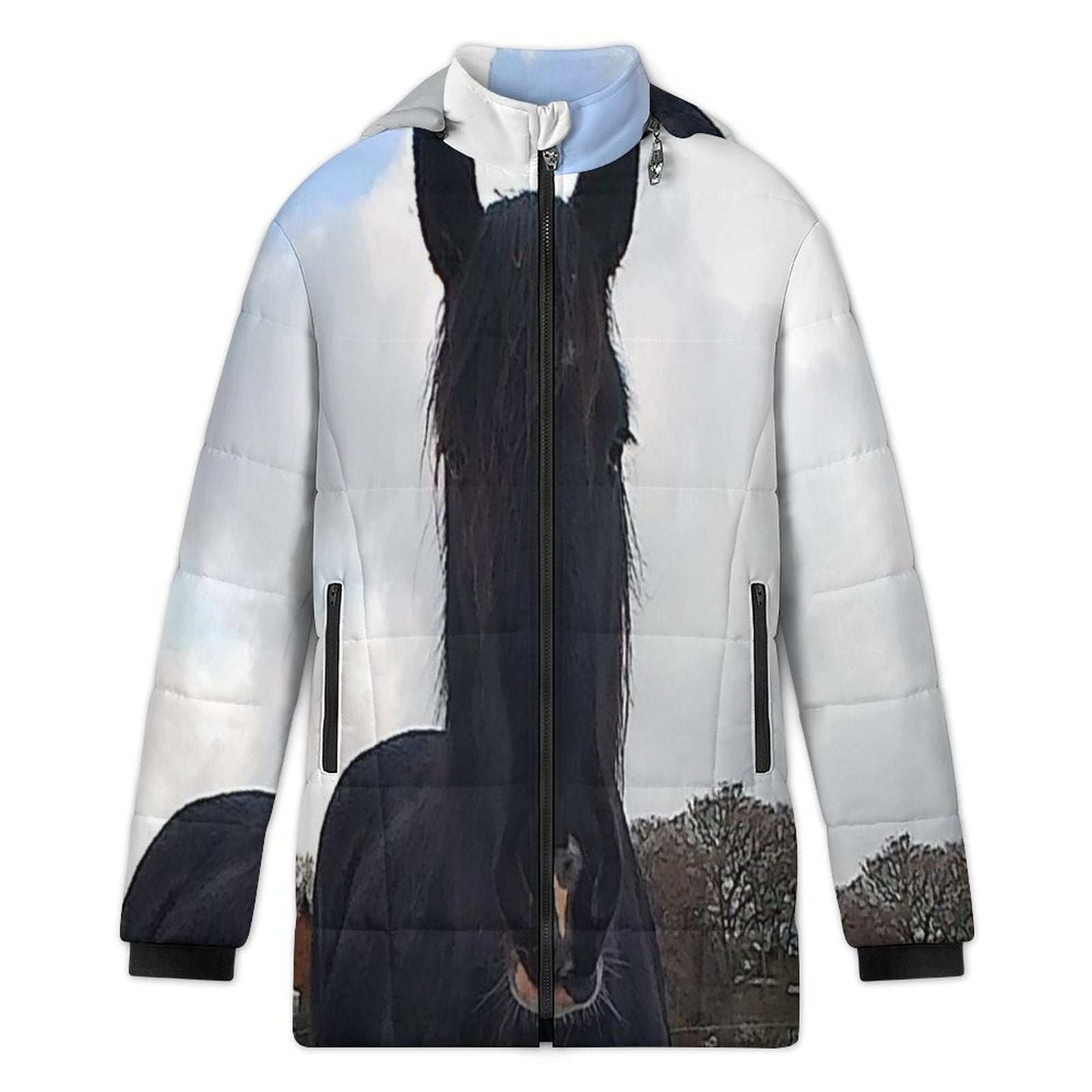 horse Women's Hooded Puffer Coat