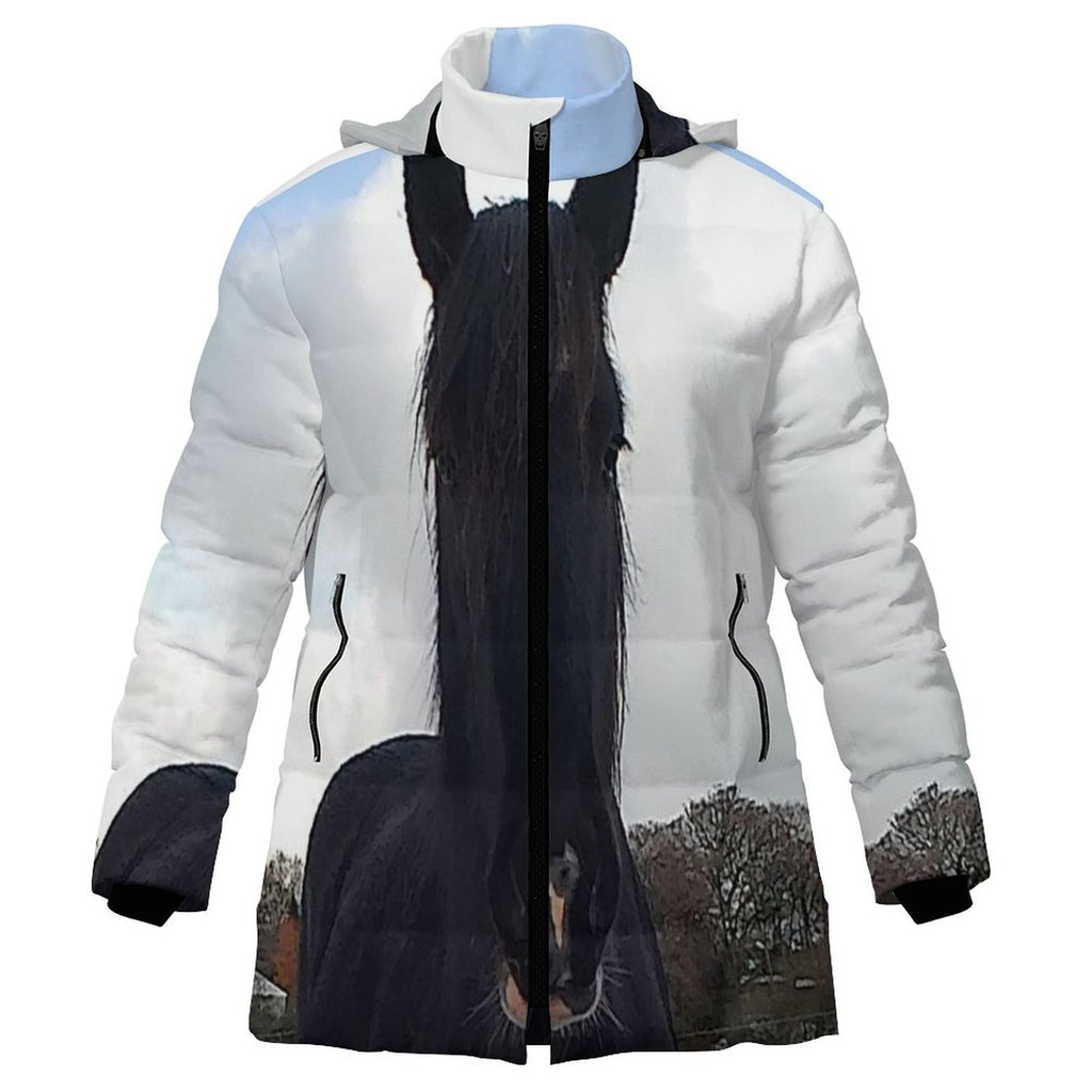 horse Women's Hooded Puffer Coat