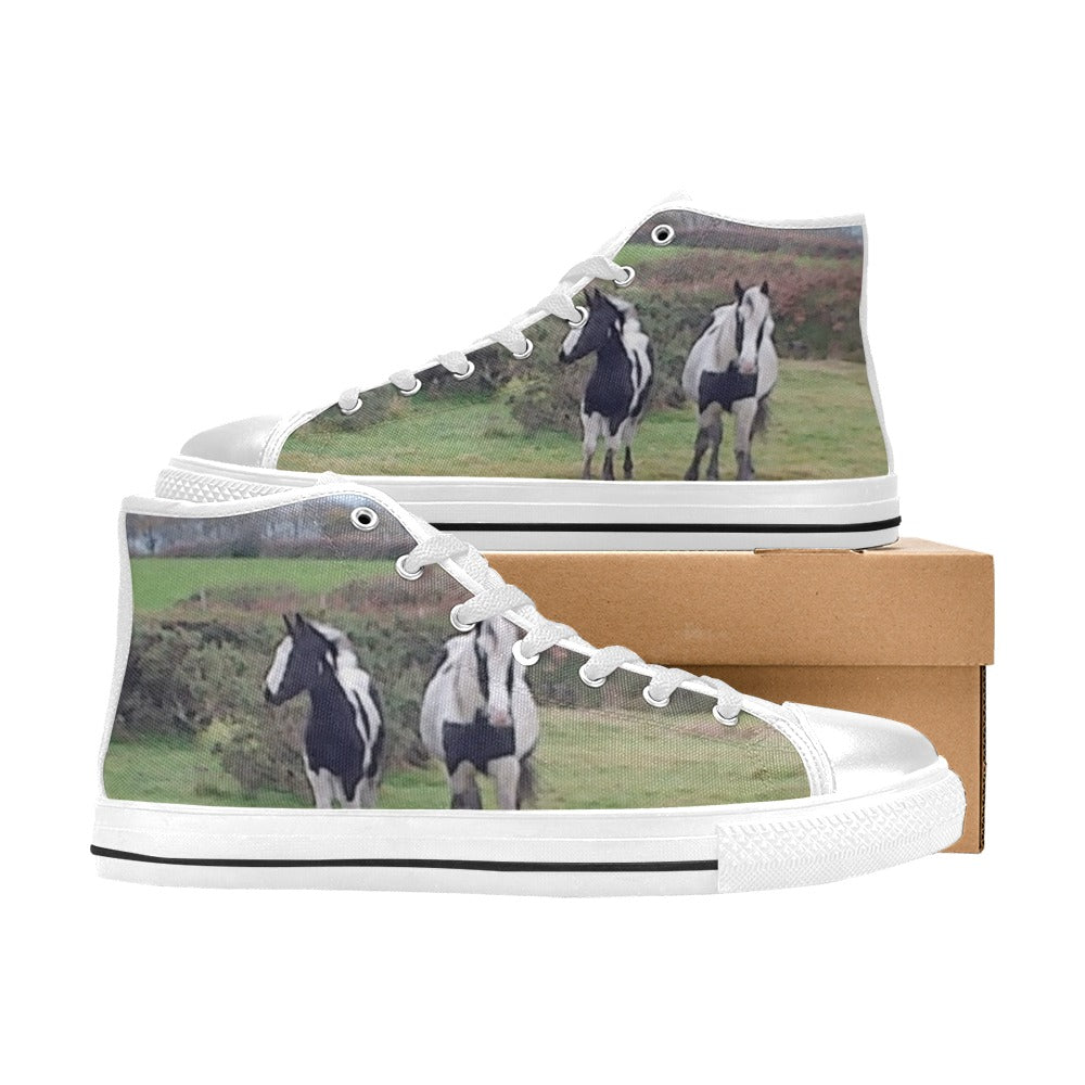 horses High Top Canvas Shoes for Kid (Model 017)