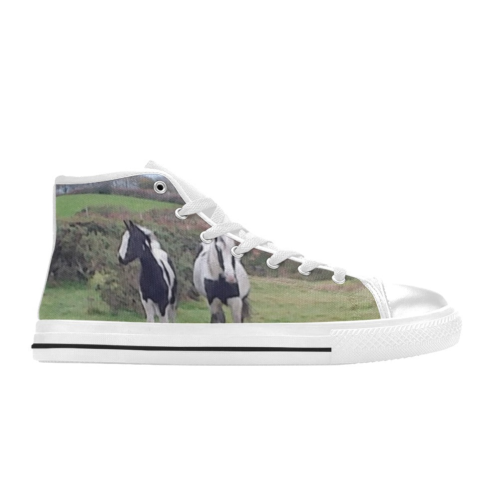 horses High Top Canvas Shoes for Kid (Model 017)