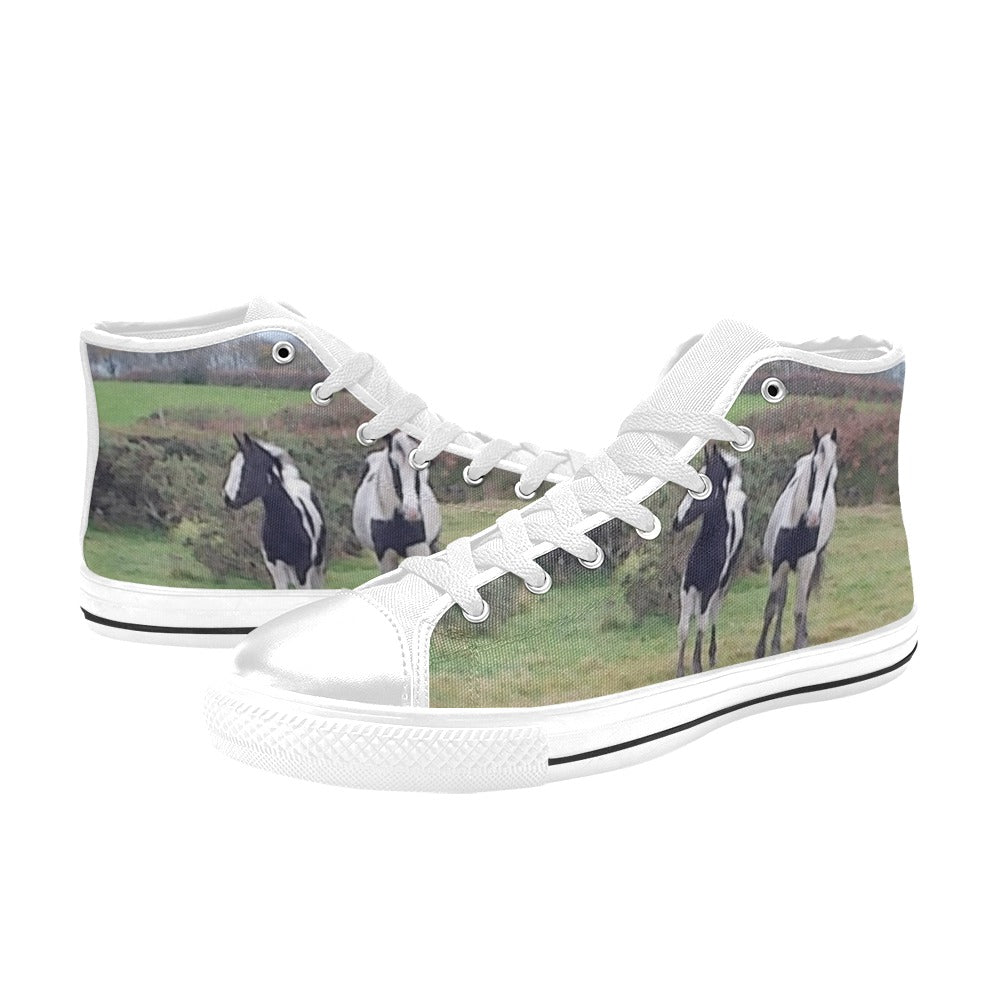horses High Top Canvas Shoes for Kid (Model 017)