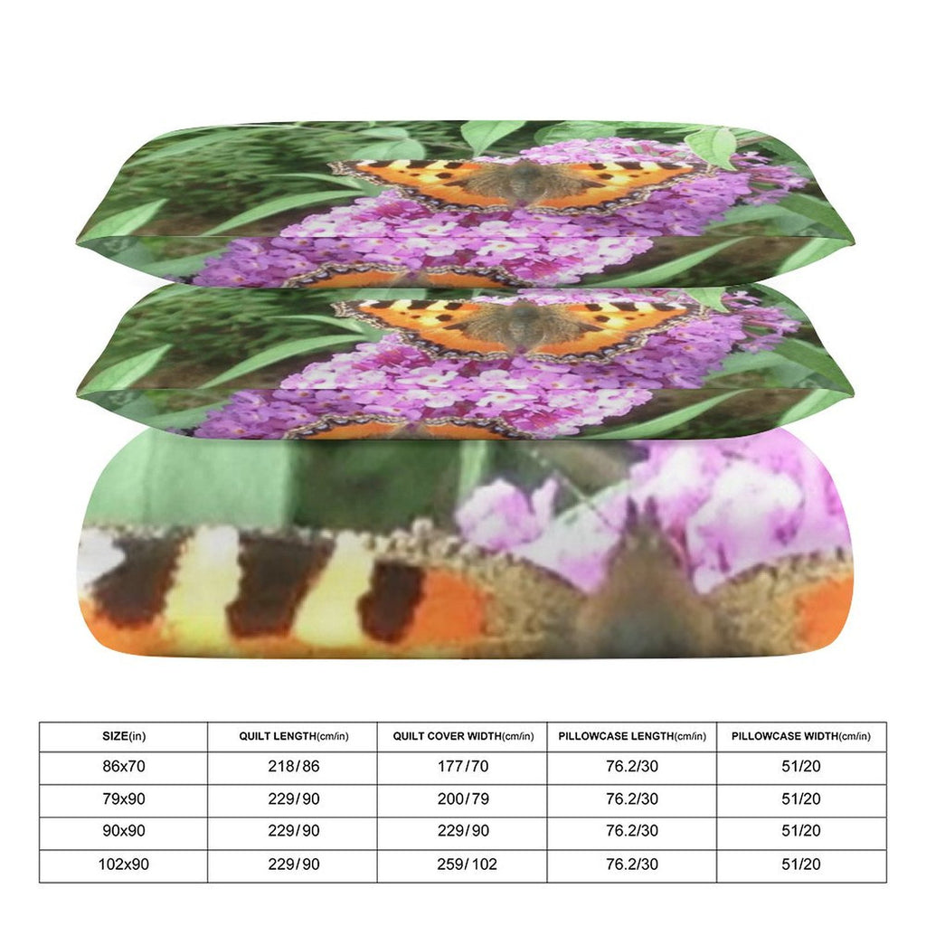 butterfly 3-Piece Bedding Set 102"×90" (1 Quilt Cover + 2 Pillowcases)