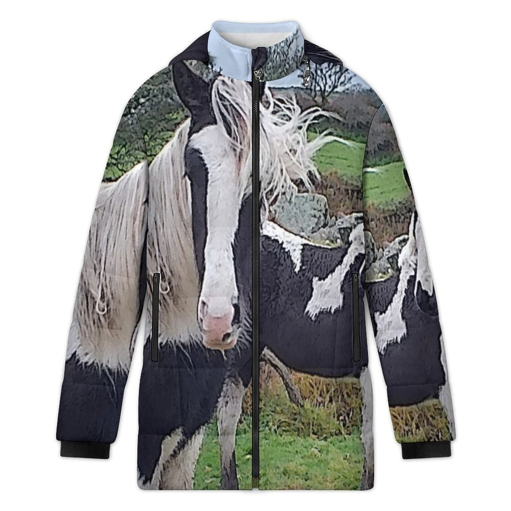 horses Women's Hooded Puffer Coat