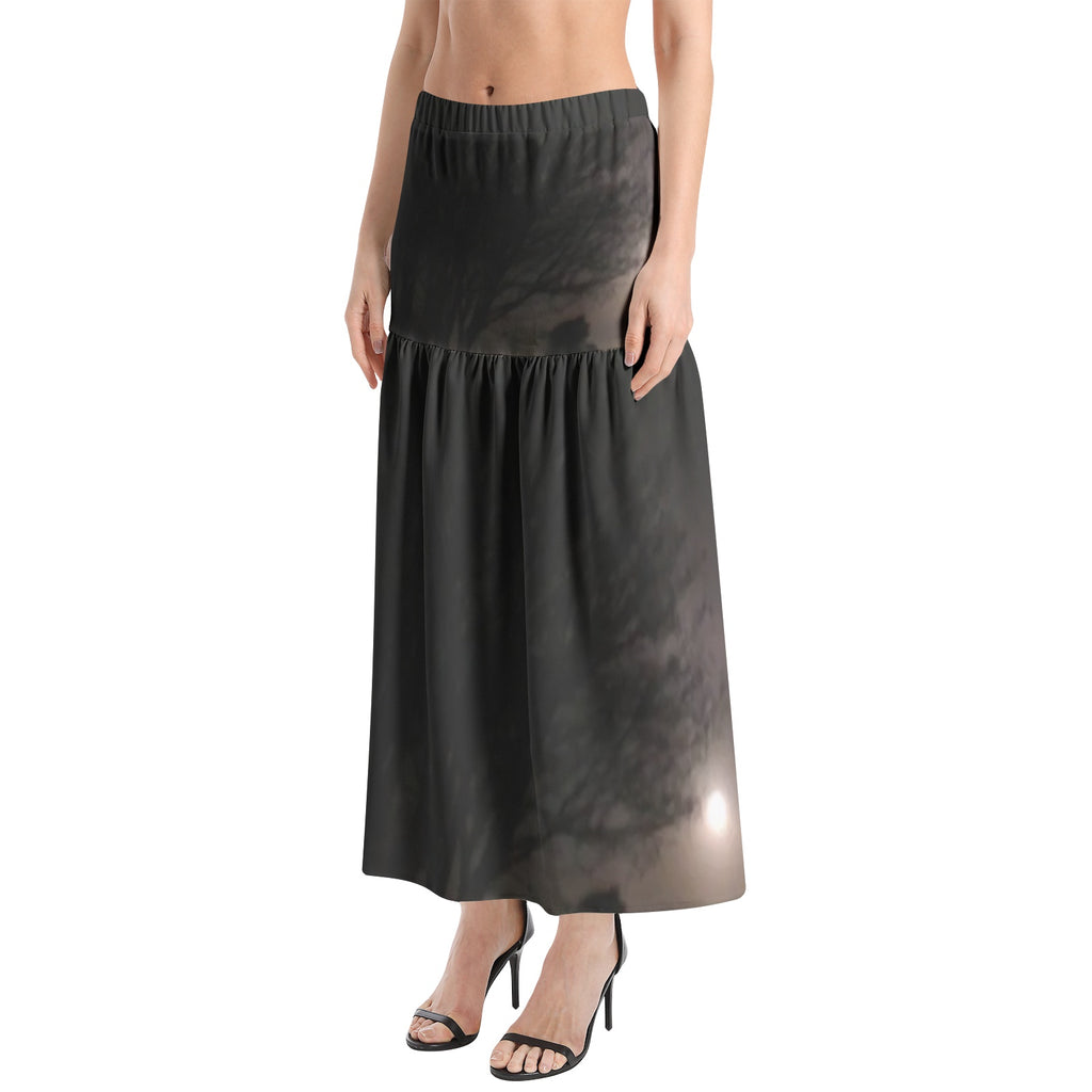 supermoon Elastic Waist Ruffle Slit Hem Skirt