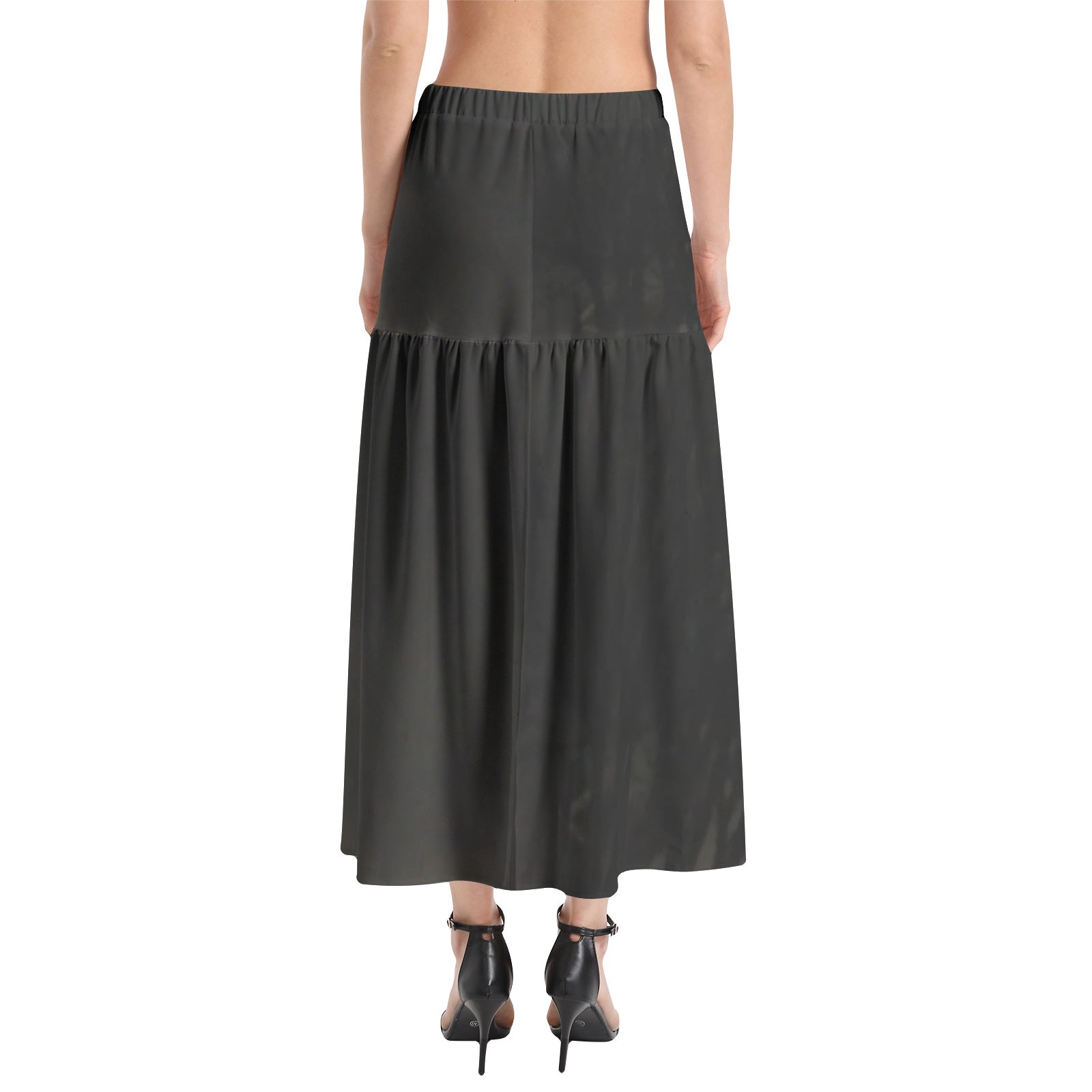 supermoon Elastic Waist Ruffle Slit Hem Skirt