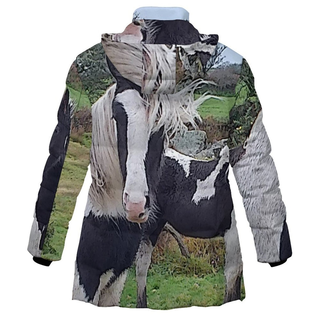 horses Women's Hooded Puffer Coat