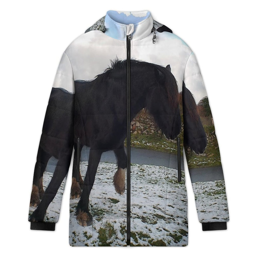horse Women's Hooded Puffer Coat
