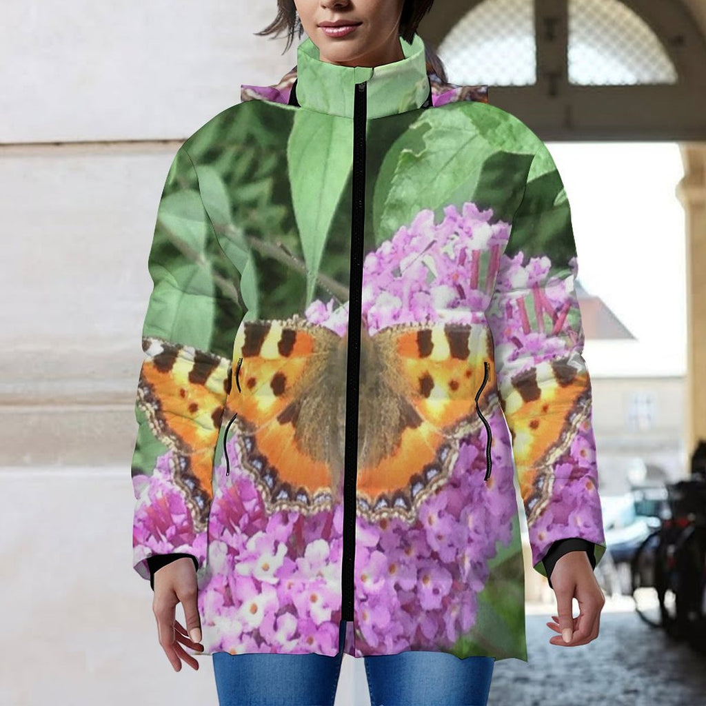 butterfly Women's Hooded Puffer Coat